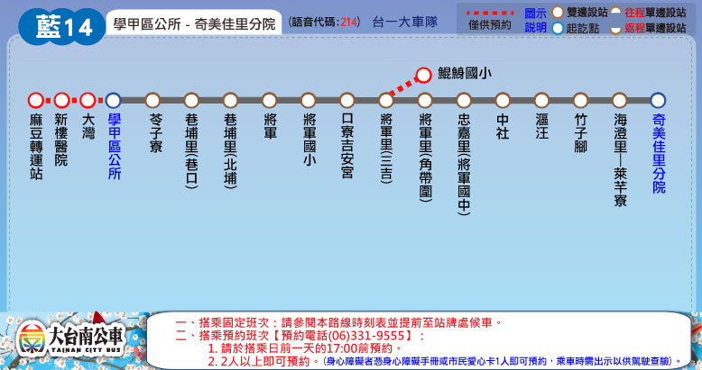 藍14公車路線圖-台南公車