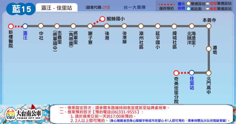 藍15公車路線圖-台南公車