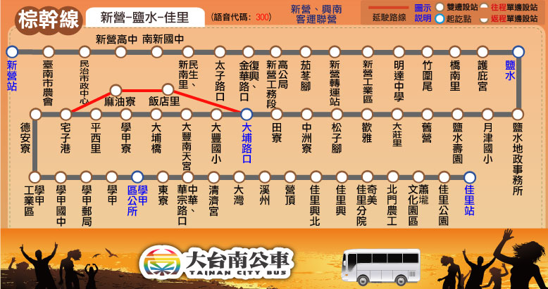 棕幹線公車路線圖-台南公車