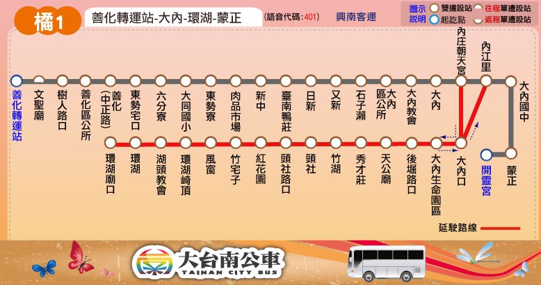 橘1公車路線圖-台南公車