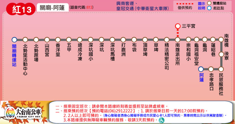 紅13公車路線圖-台南公車