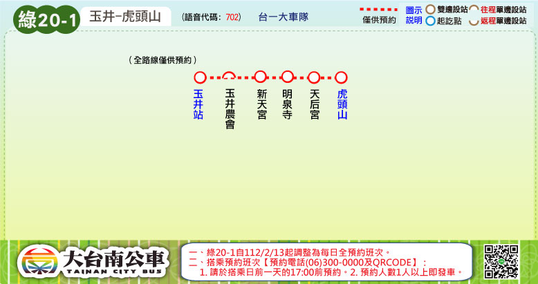 綠20-1公車路線圖-台南公車