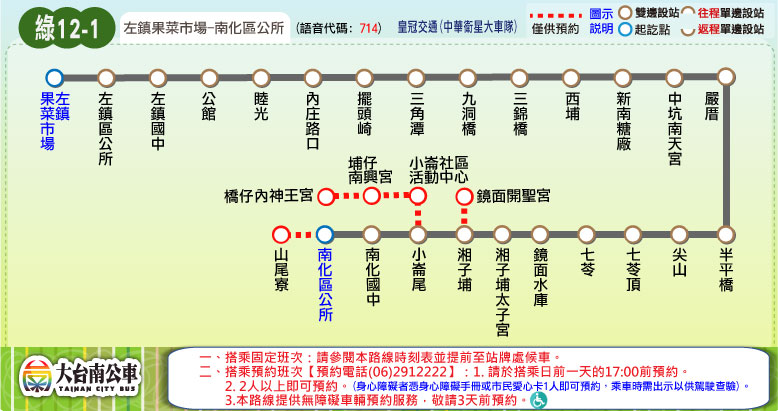 綠12-1公車路線圖-台南公車
