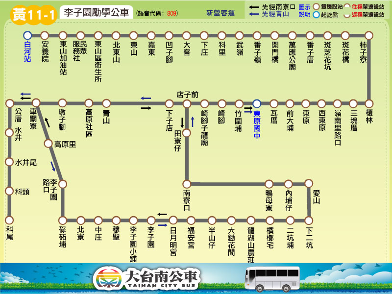 Y11-1Bus Route Map-台南 Bus
