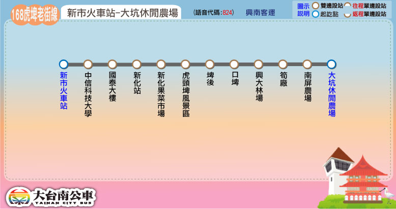 168 虎埤老街線公車路線圖-台南公車