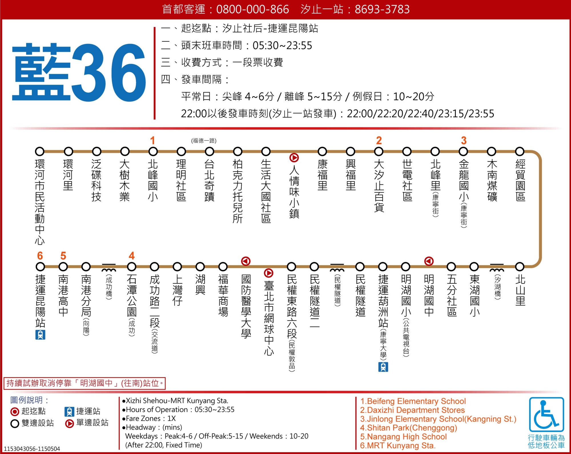 藍36公車路線圖-台北市公車