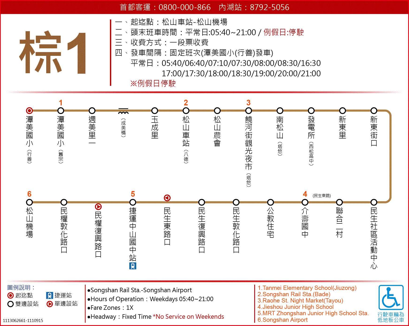 棕1公車路線圖-台北市公車