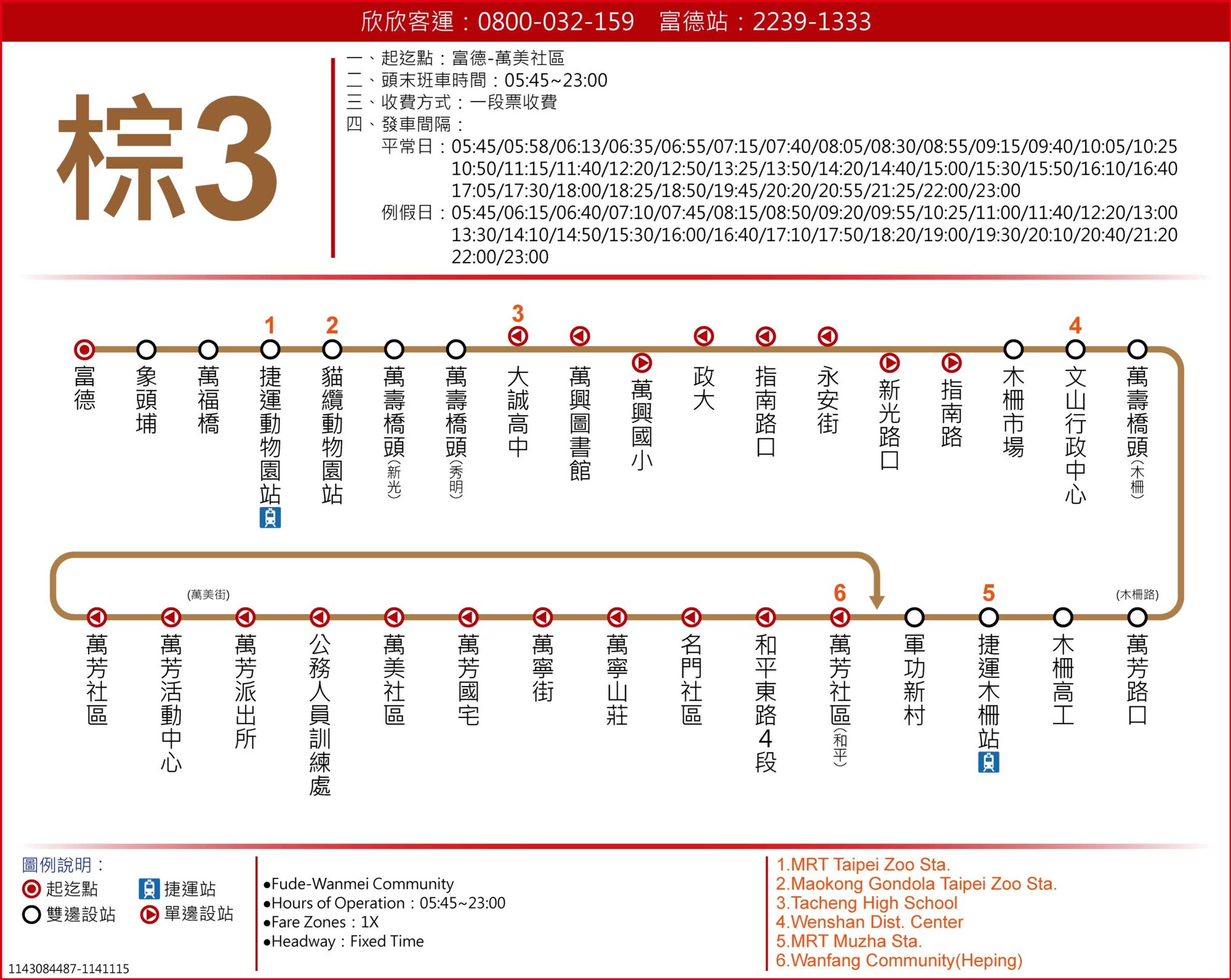 棕3公車路線圖-台北市公車