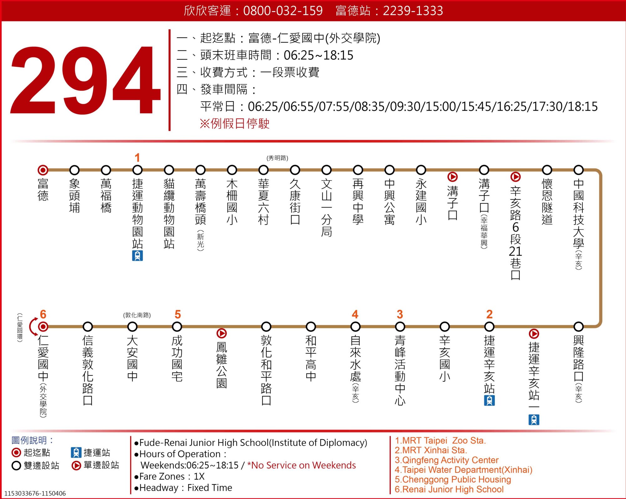 294公車路線圖-台北市公車