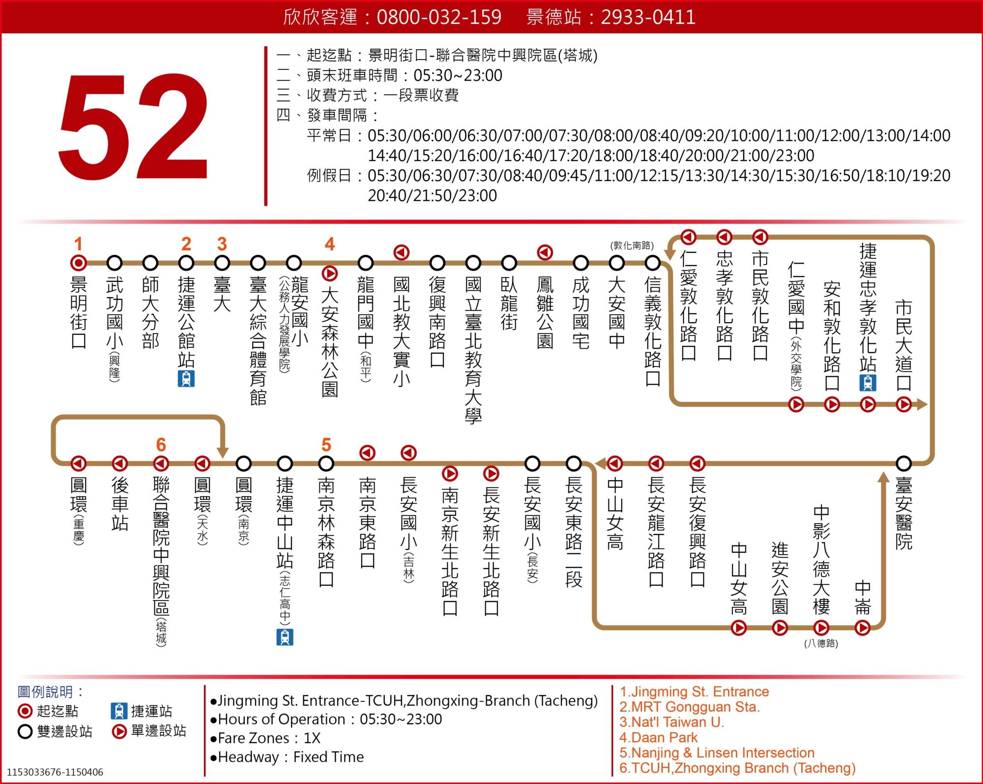 52公車路線圖-台北市公車