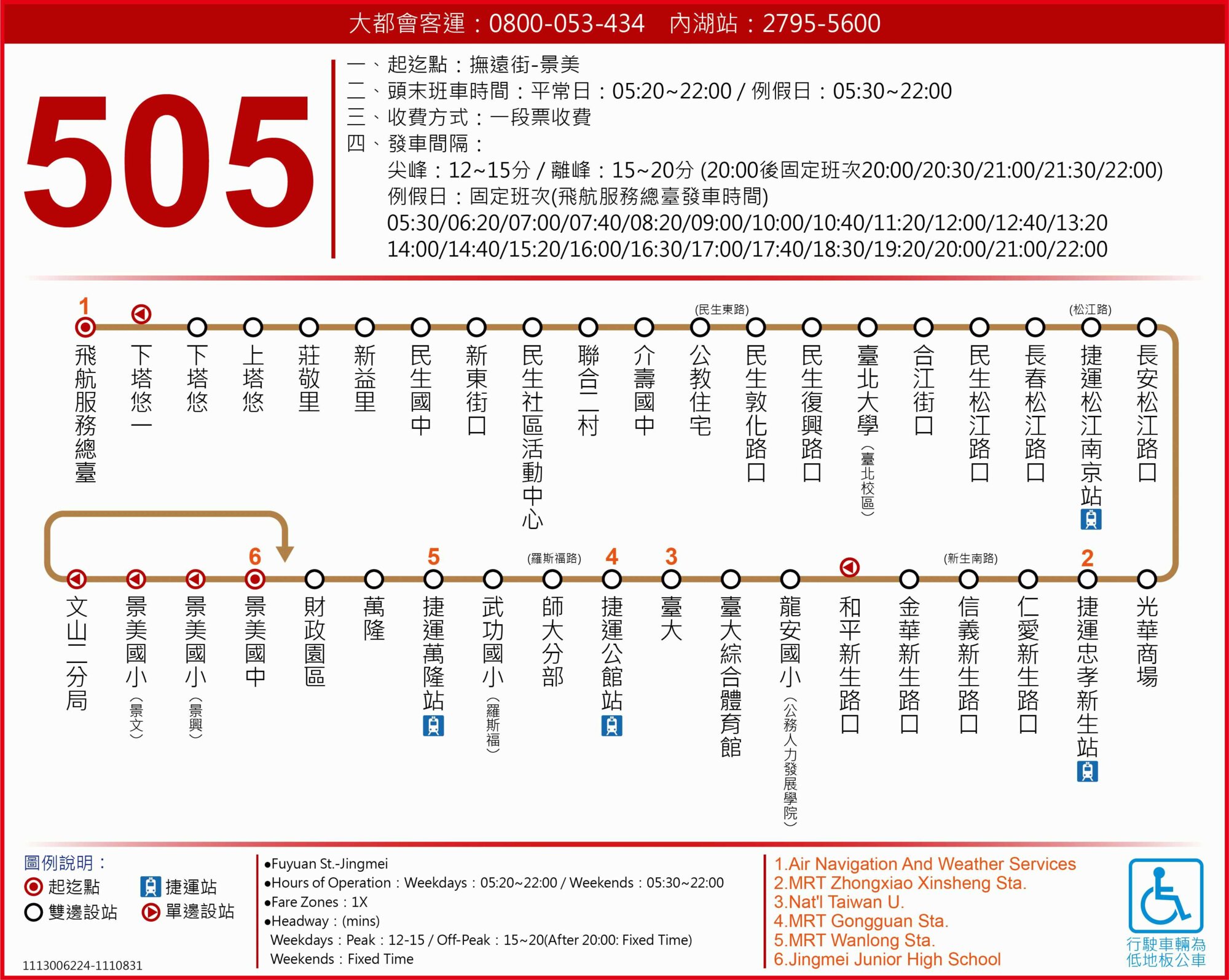 505公車路線圖-台北市公車