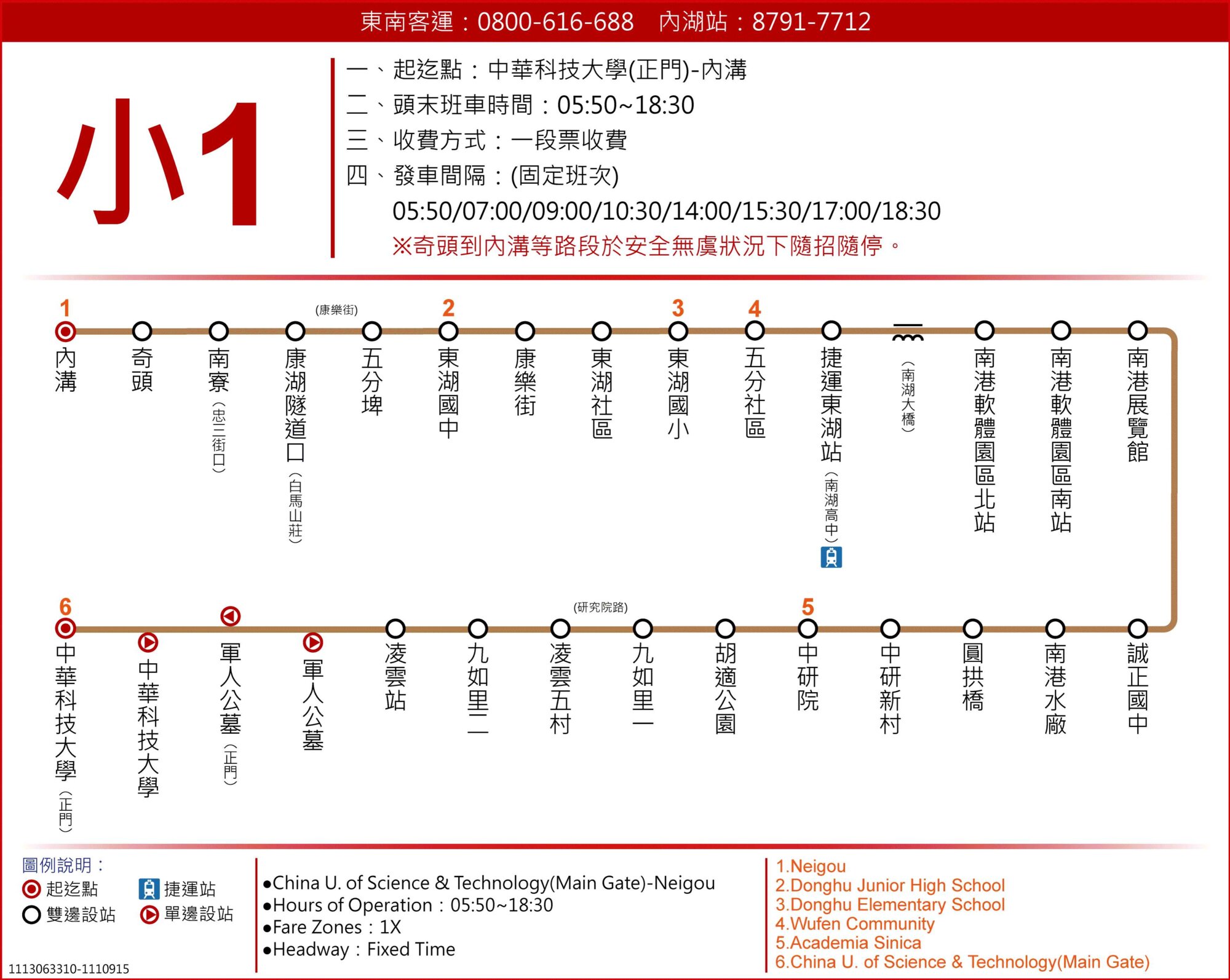 小1公車路線圖-台北市公車