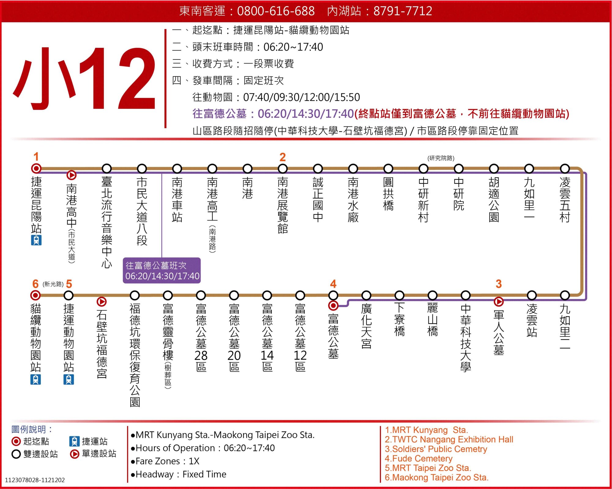 小12公車路線圖-台北市公車