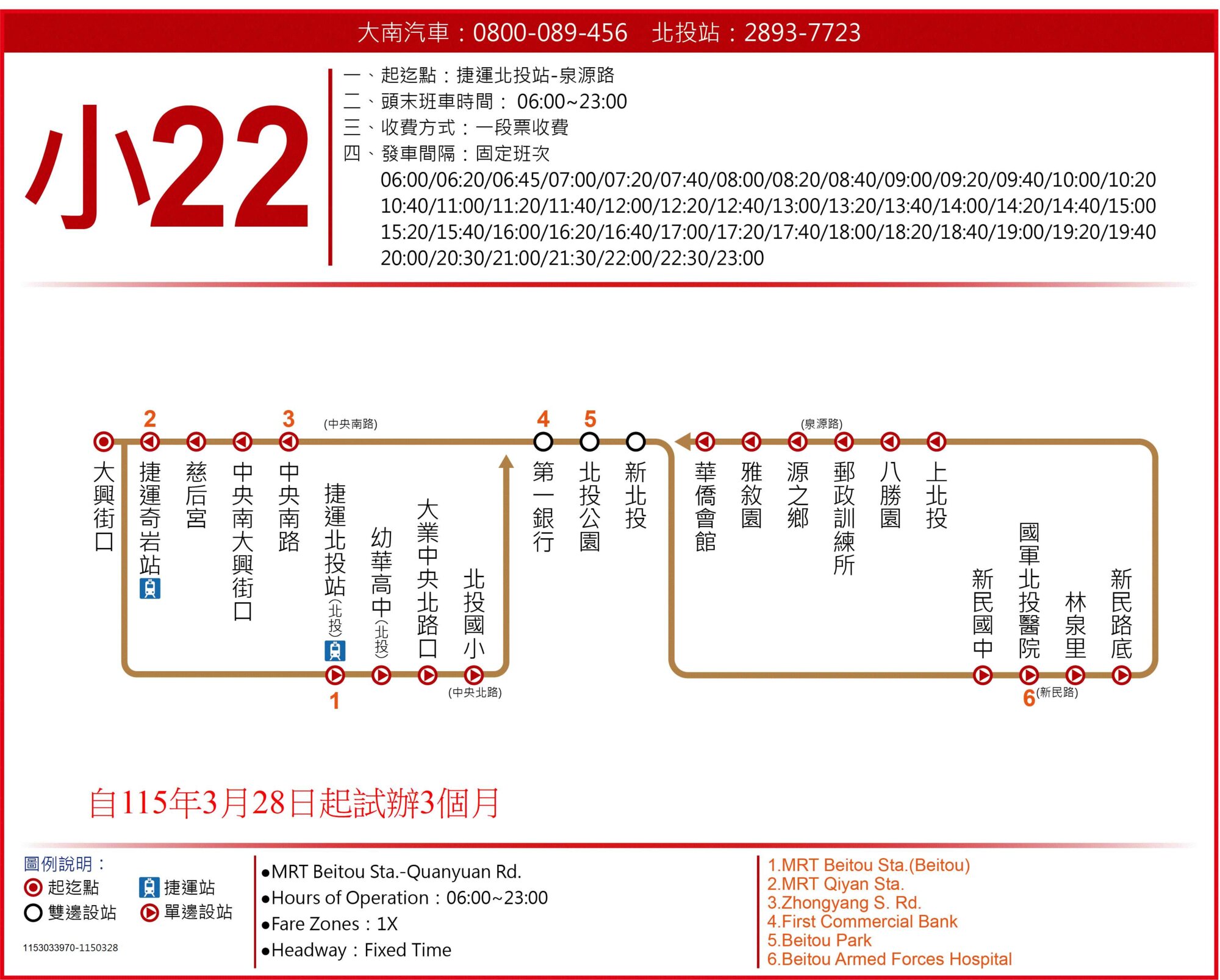 小22公車路線圖-台北市公車