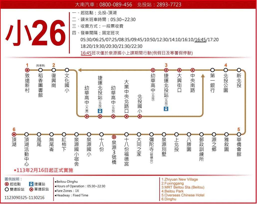 小26公車路線圖-台北市公車
