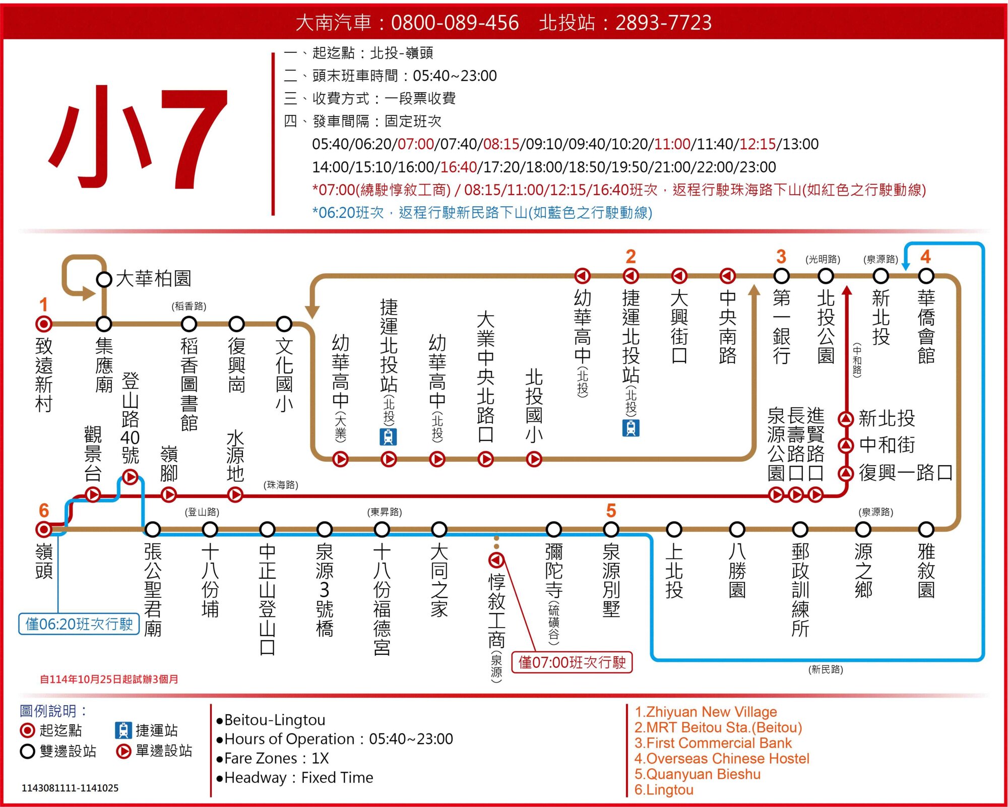 小7公車路線圖-台北市公車
