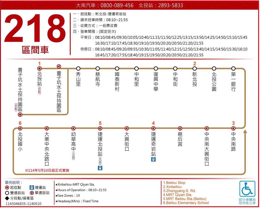 218區公車路線圖-台北市公車