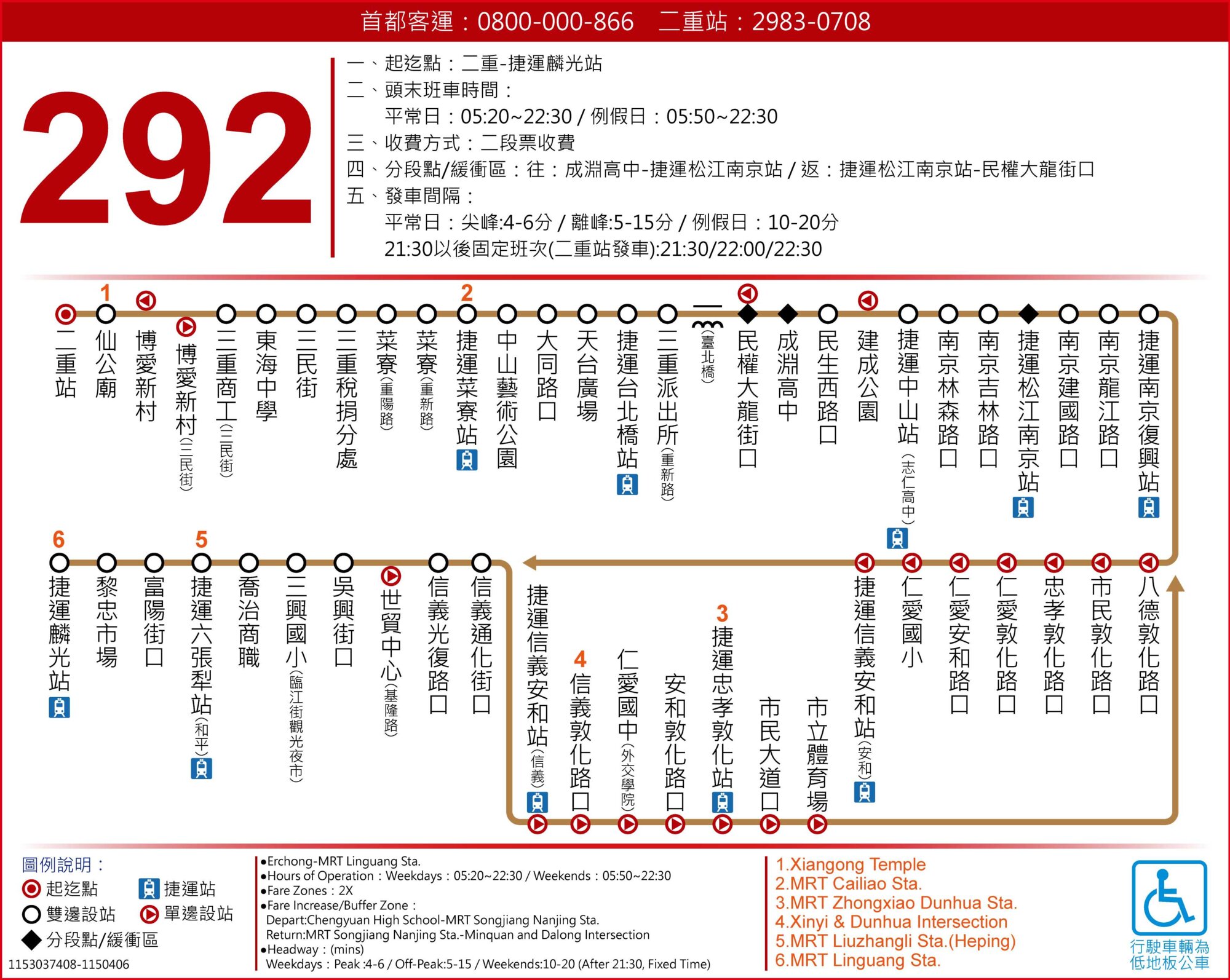 292公車路線圖-台北市公車