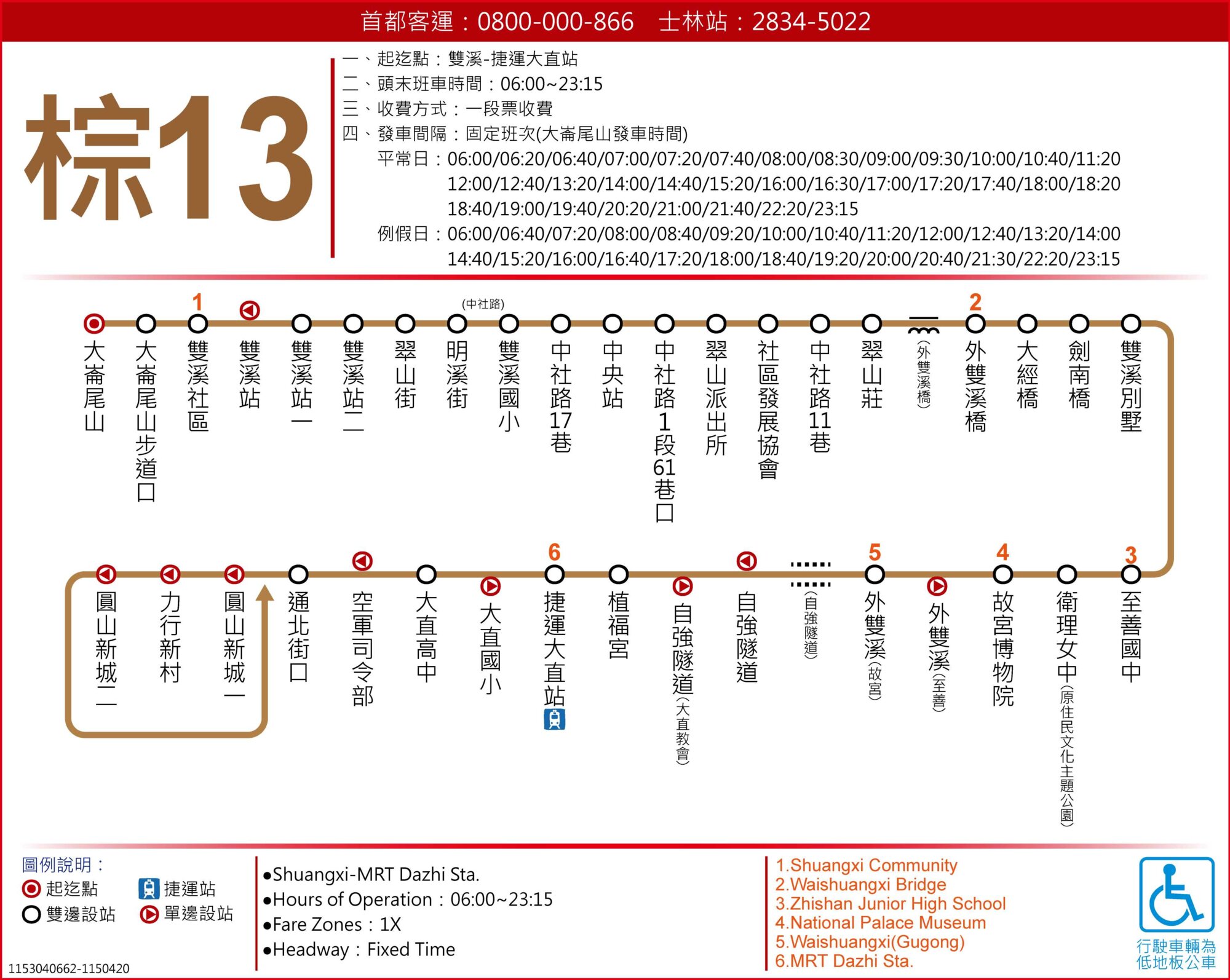 棕13公車路線圖-台北市公車
