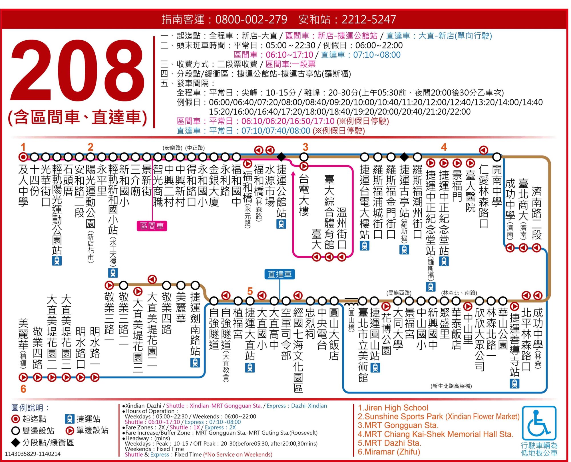 208公車路線圖-台北市公車