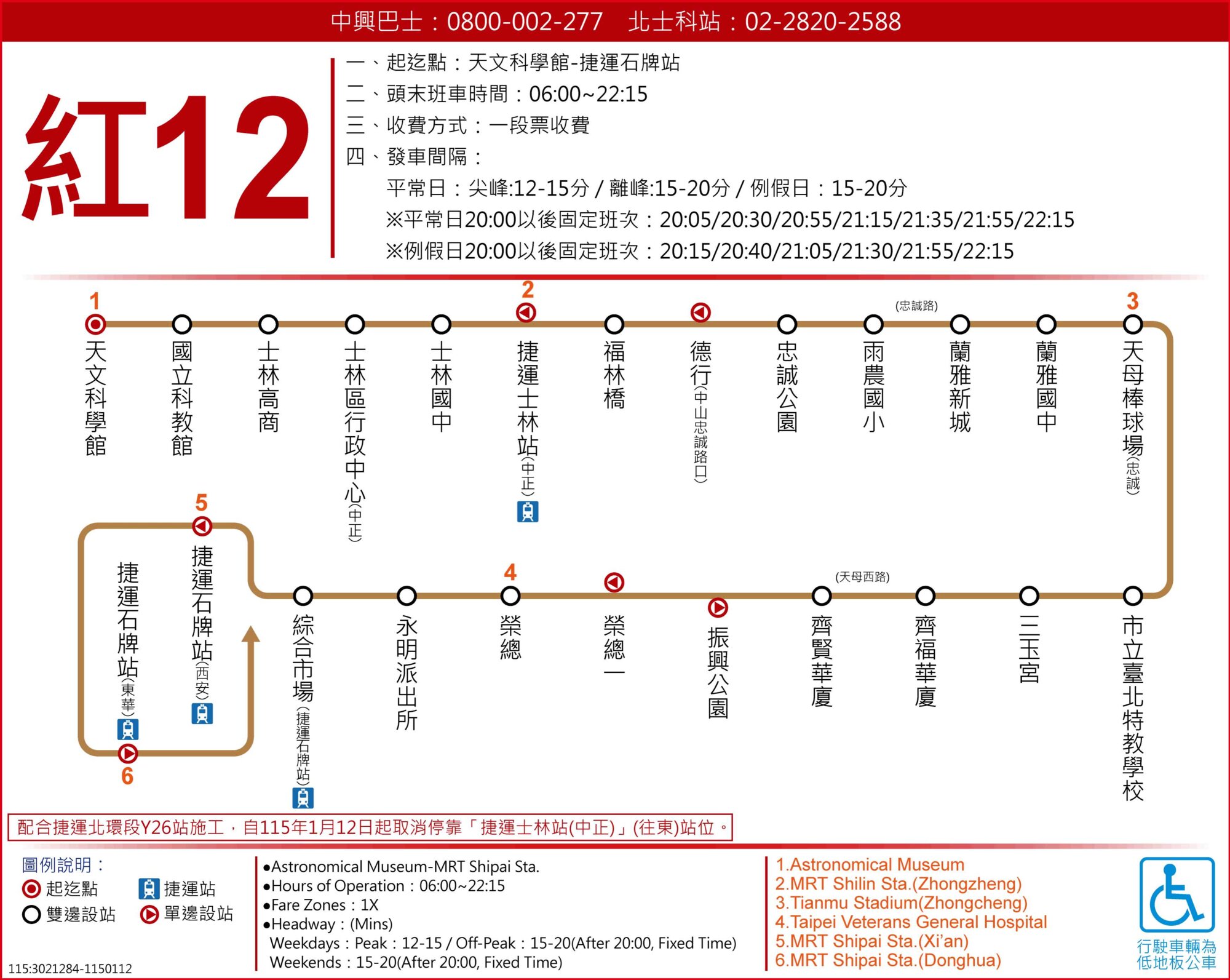 紅12公車路線圖-台北市公車