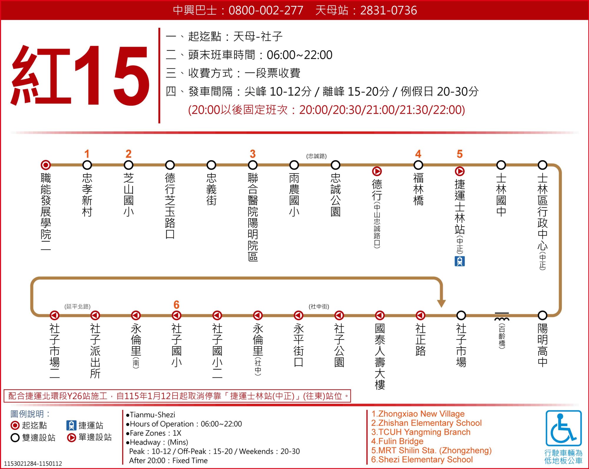 紅15公車路線圖-台北市公車