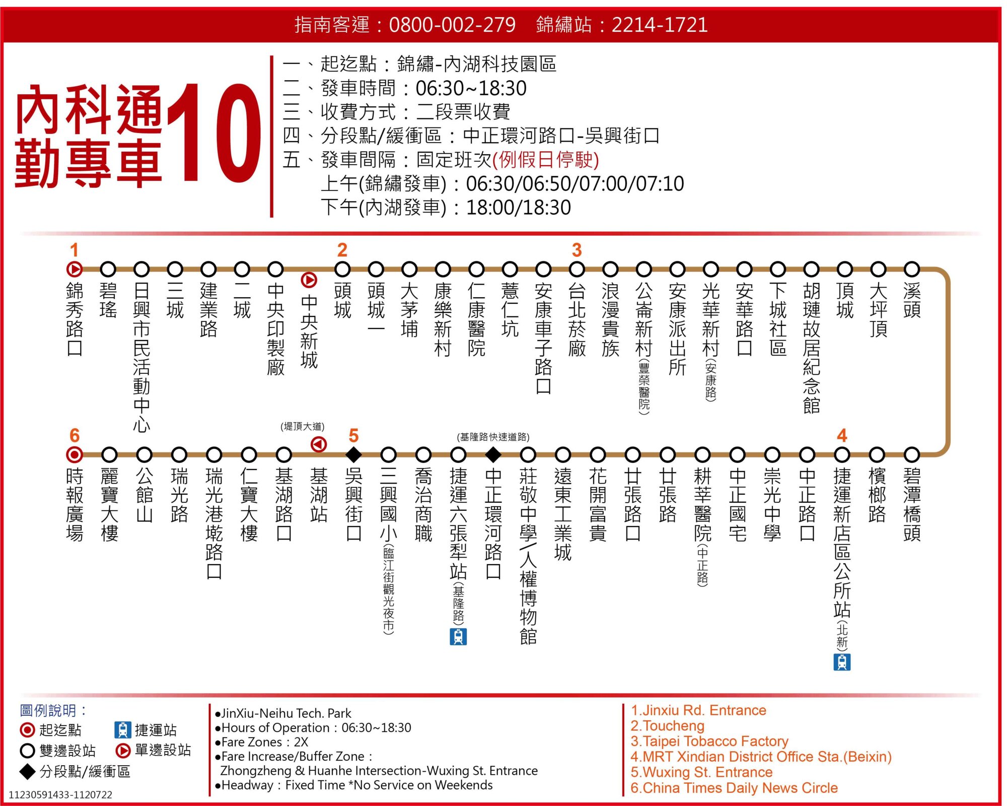 內科通勤專車10公車路線圖-台北市公車