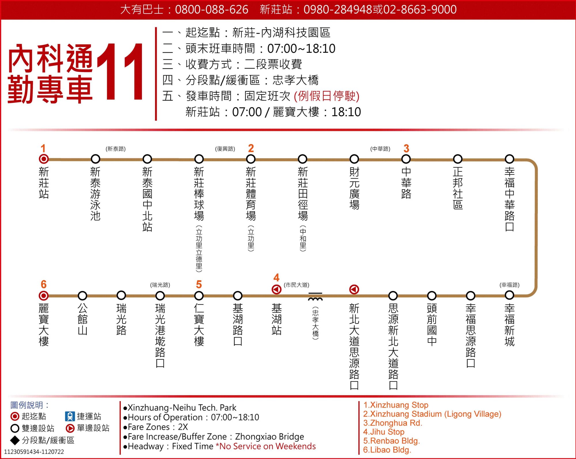 內科通勤專車11公車路線圖-台北市公車