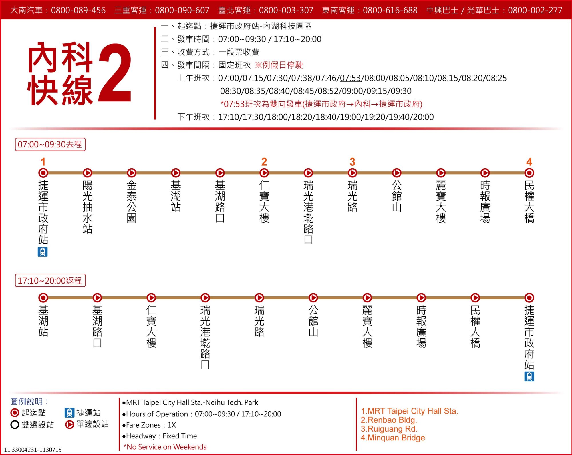內科快線2公車路線圖-台北市公車