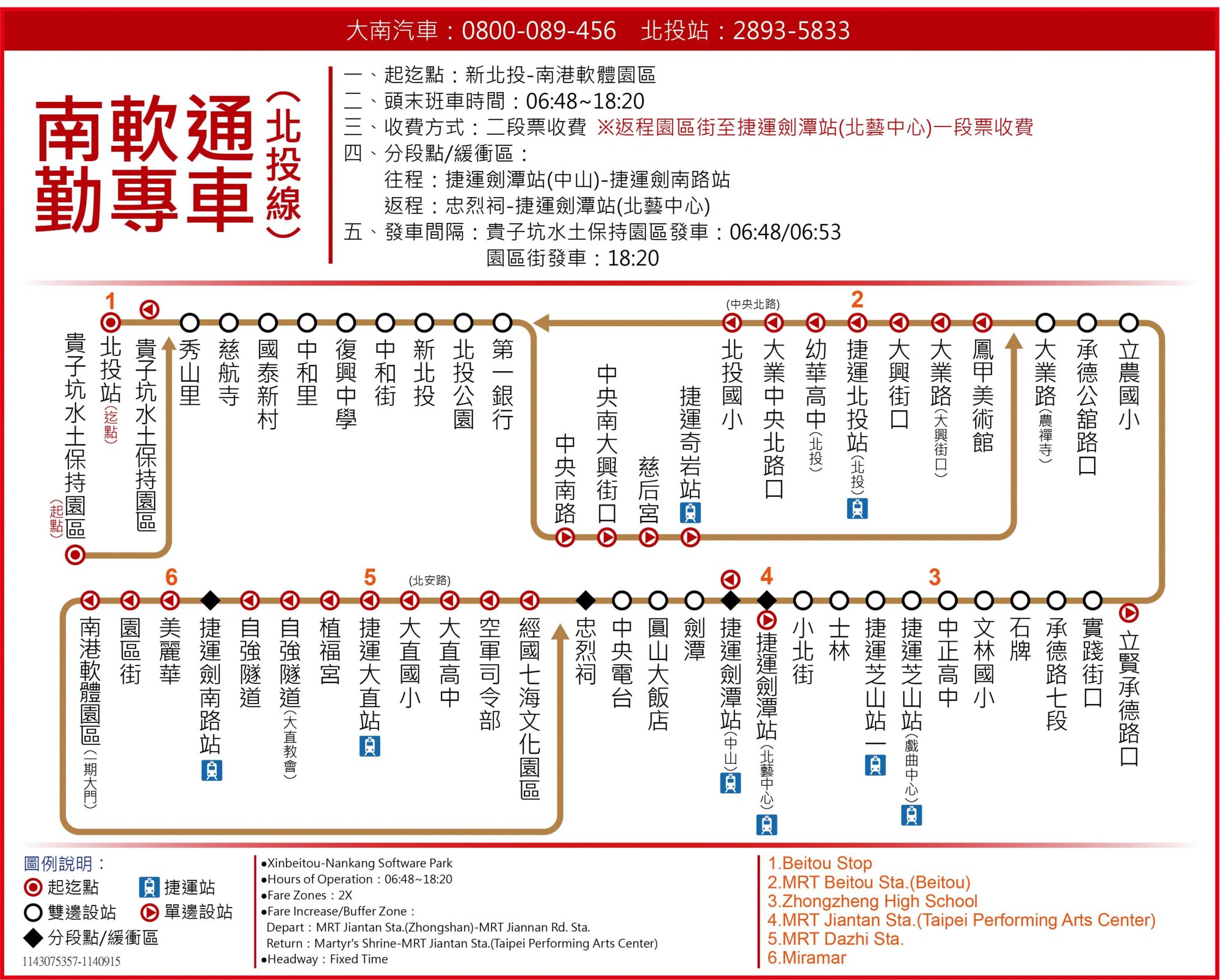 南軟通勤專車北投線公車路線圖-台北市公車