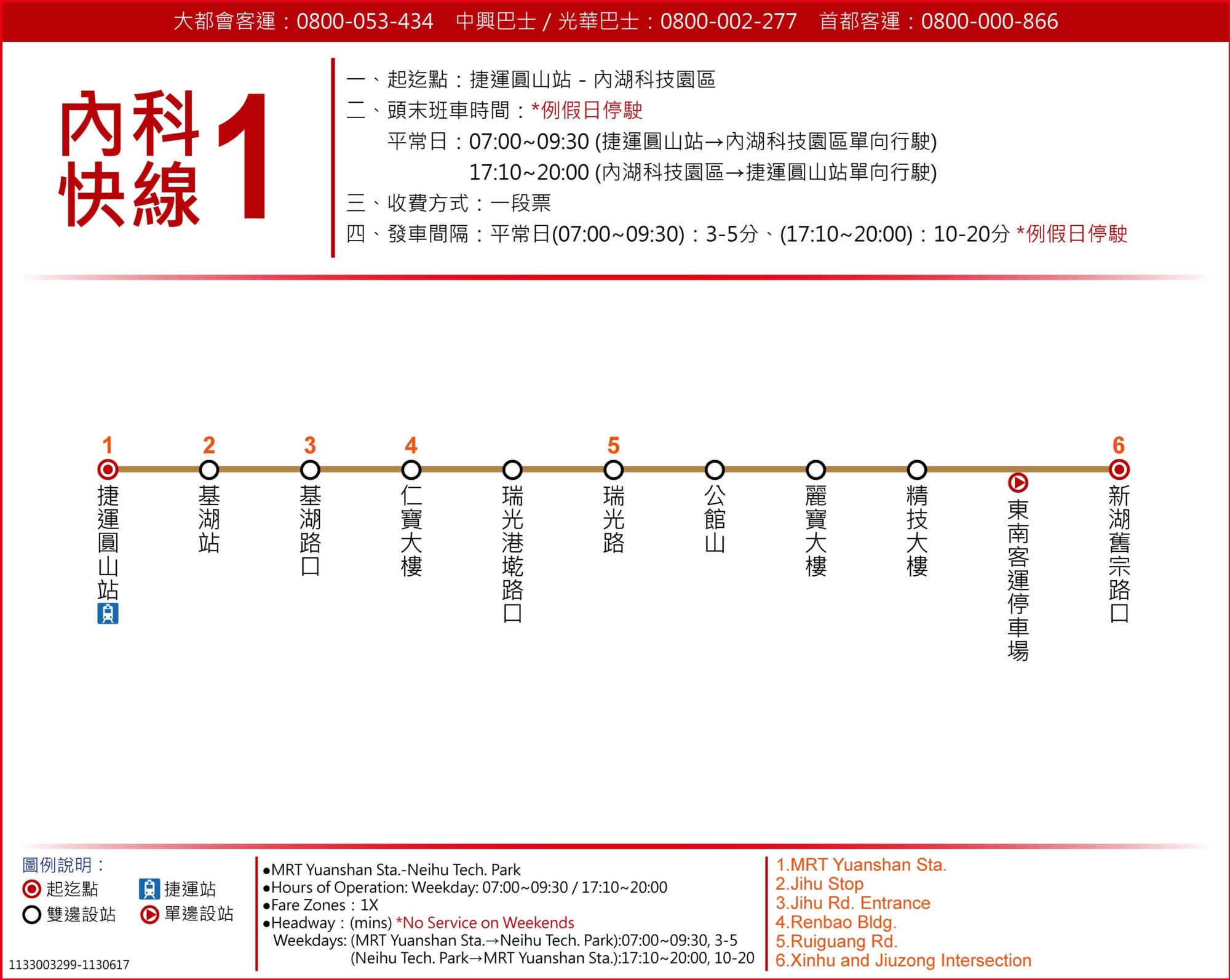 內科快線1公車路線圖-台北市公車