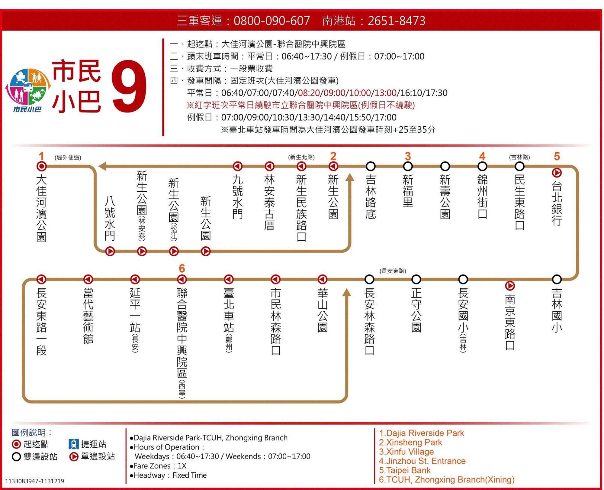 市民小巴9公車路線圖-台北市公車