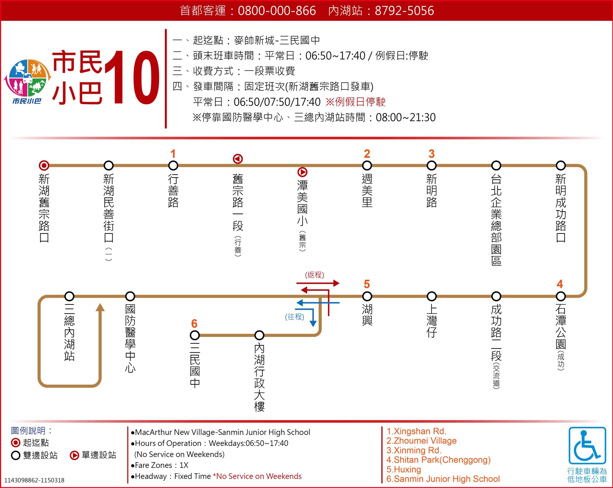 市民小巴10公車路線圖-台北市公車