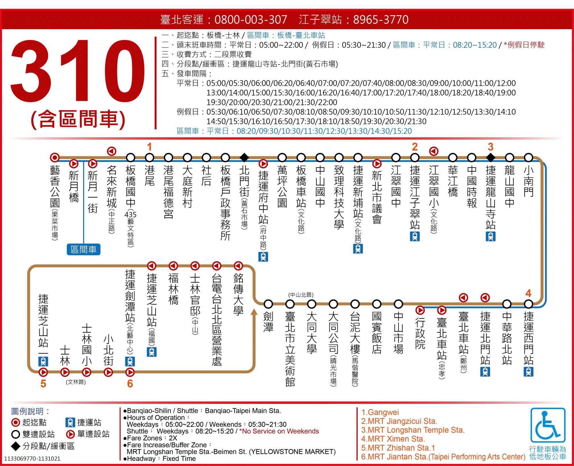 310公車路線圖-台北市公車