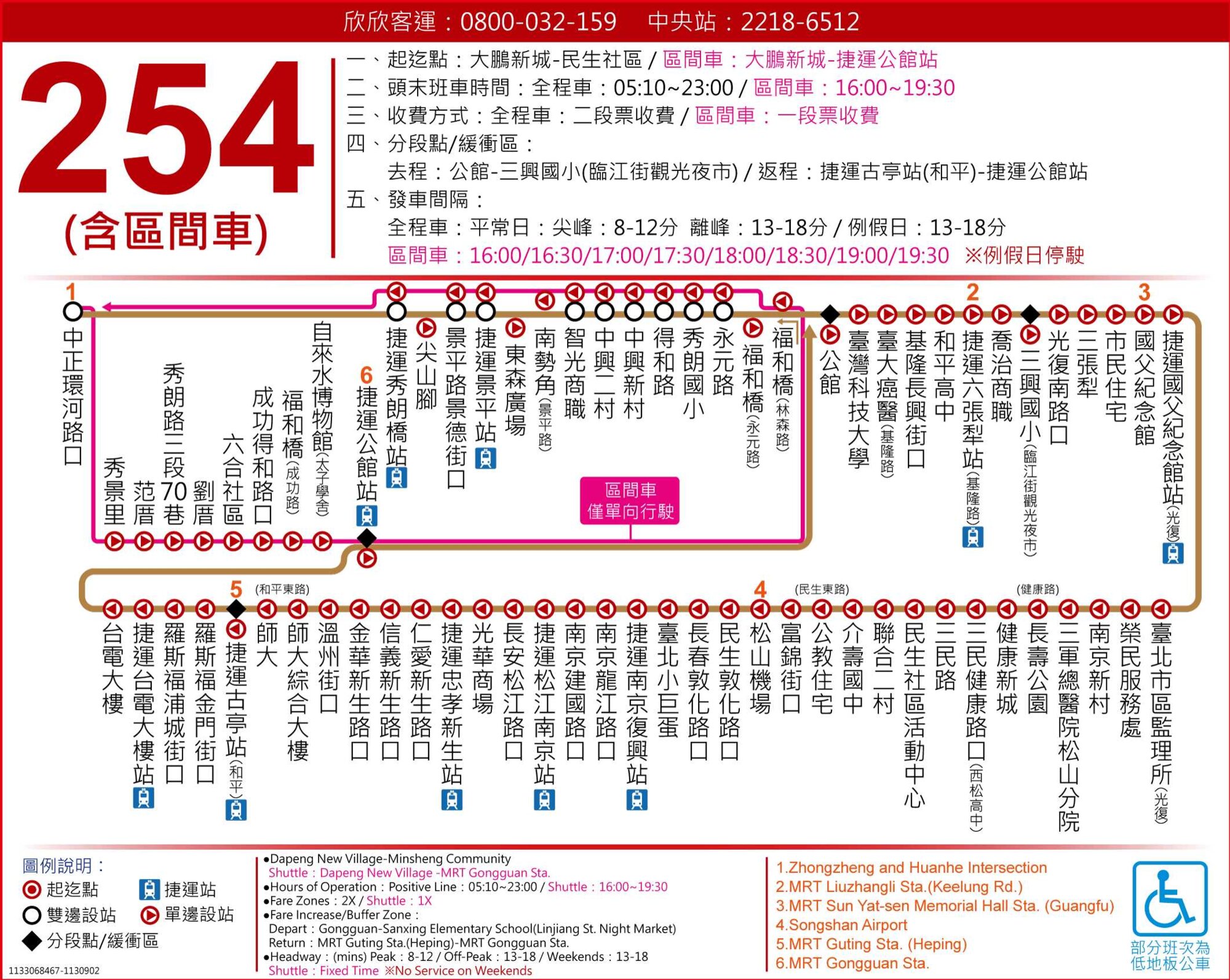 254ShuttleBus Route Map-台北市 Bus