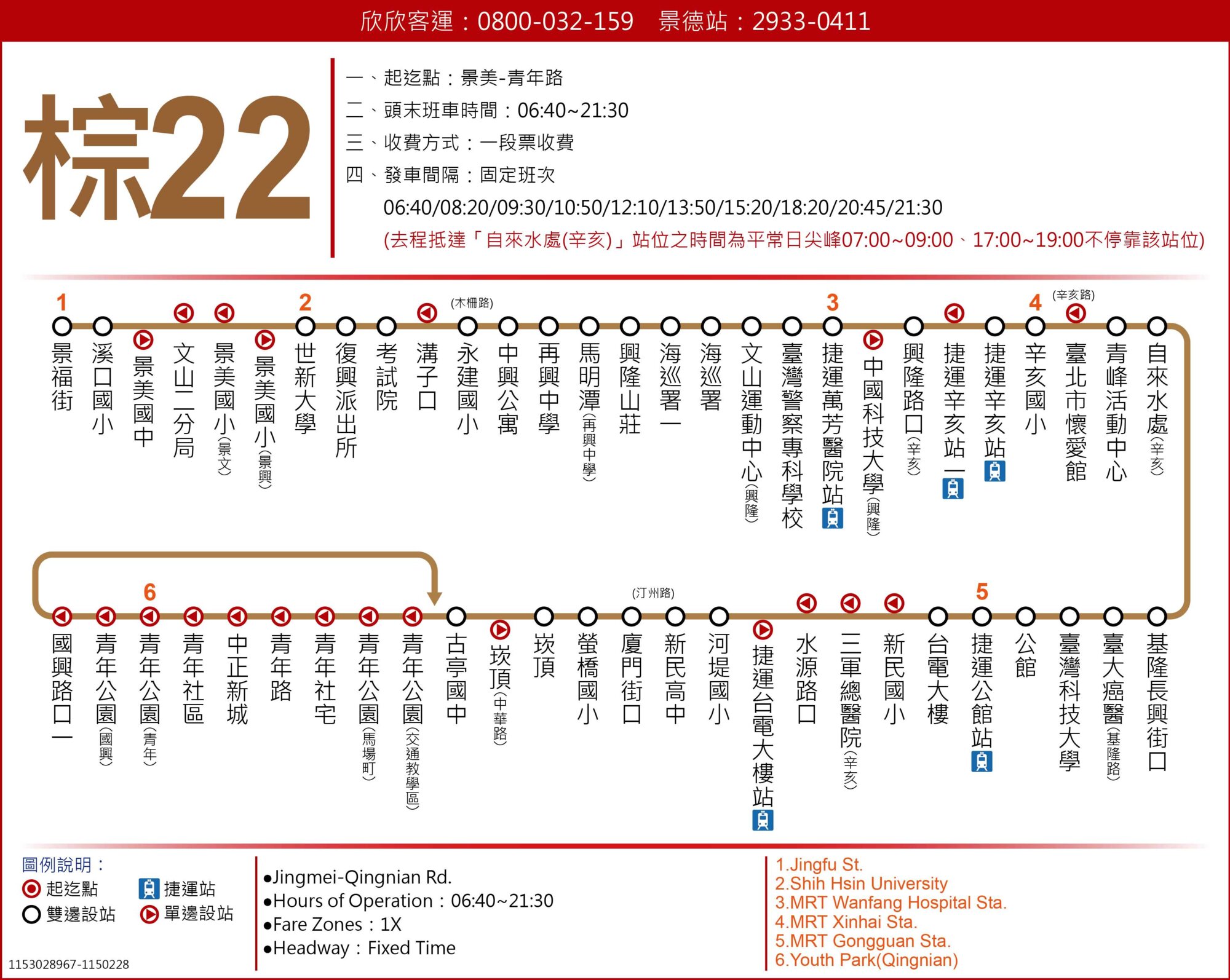棕22公車路線圖-台北市公車