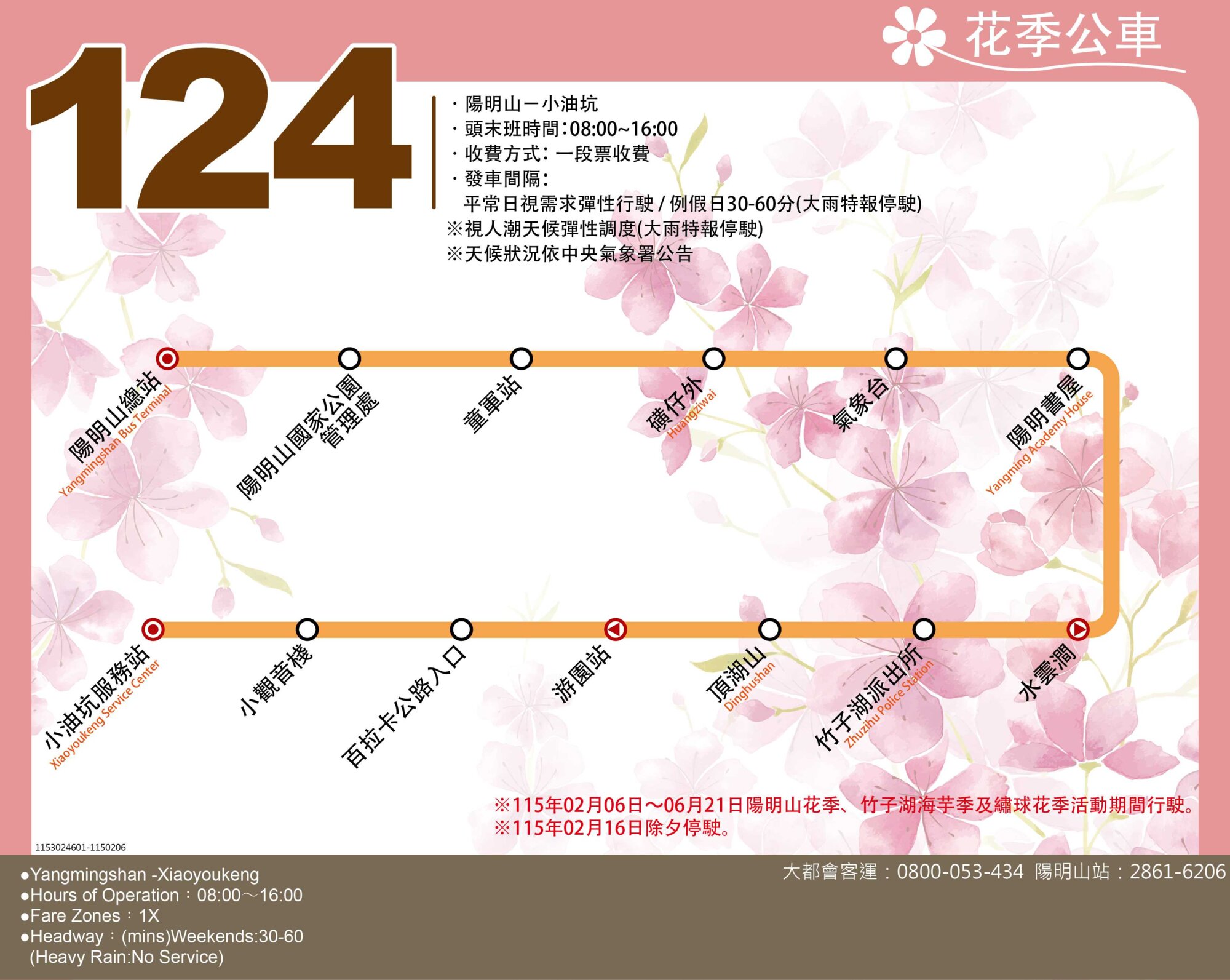 花季專車124公車路線圖-台北市公車