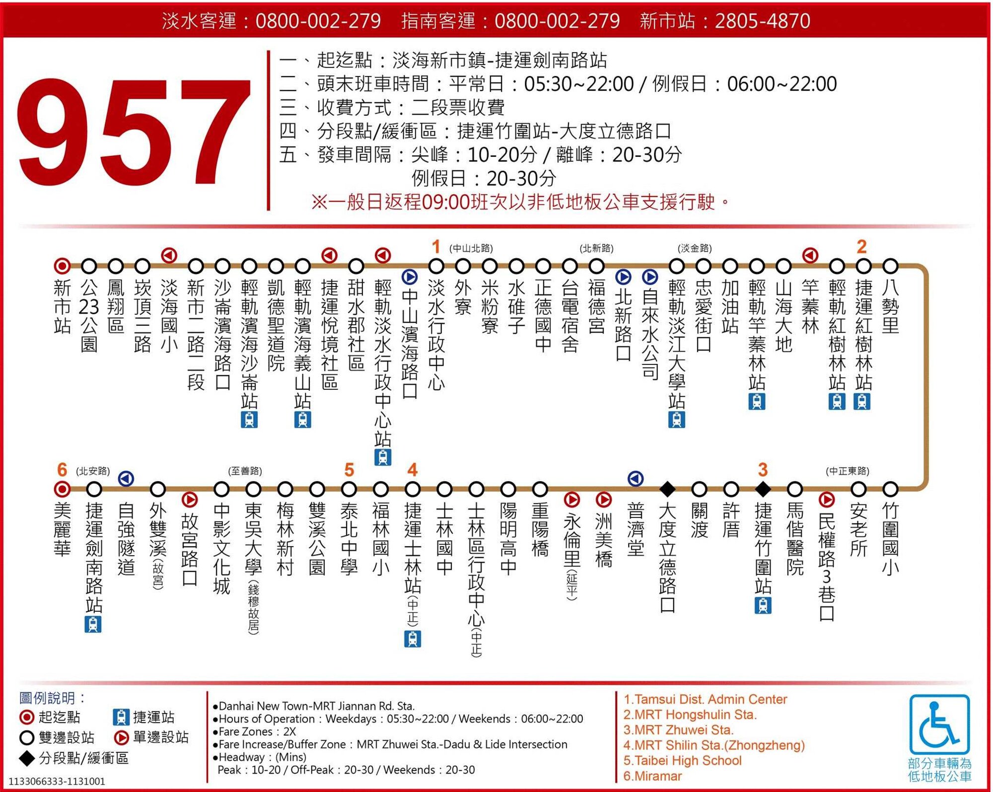 957公車路線圖-台北市公車