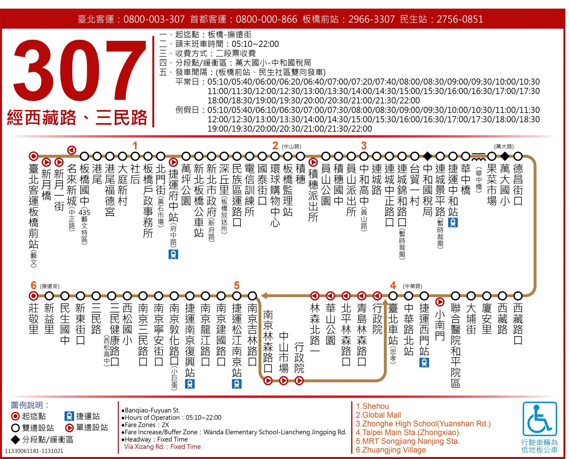 307西藏三民公車路線圖-台北市公車