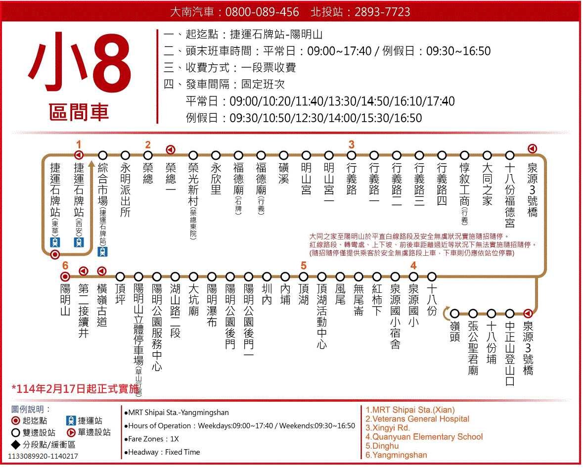 小8區公車路線圖-台北市公車