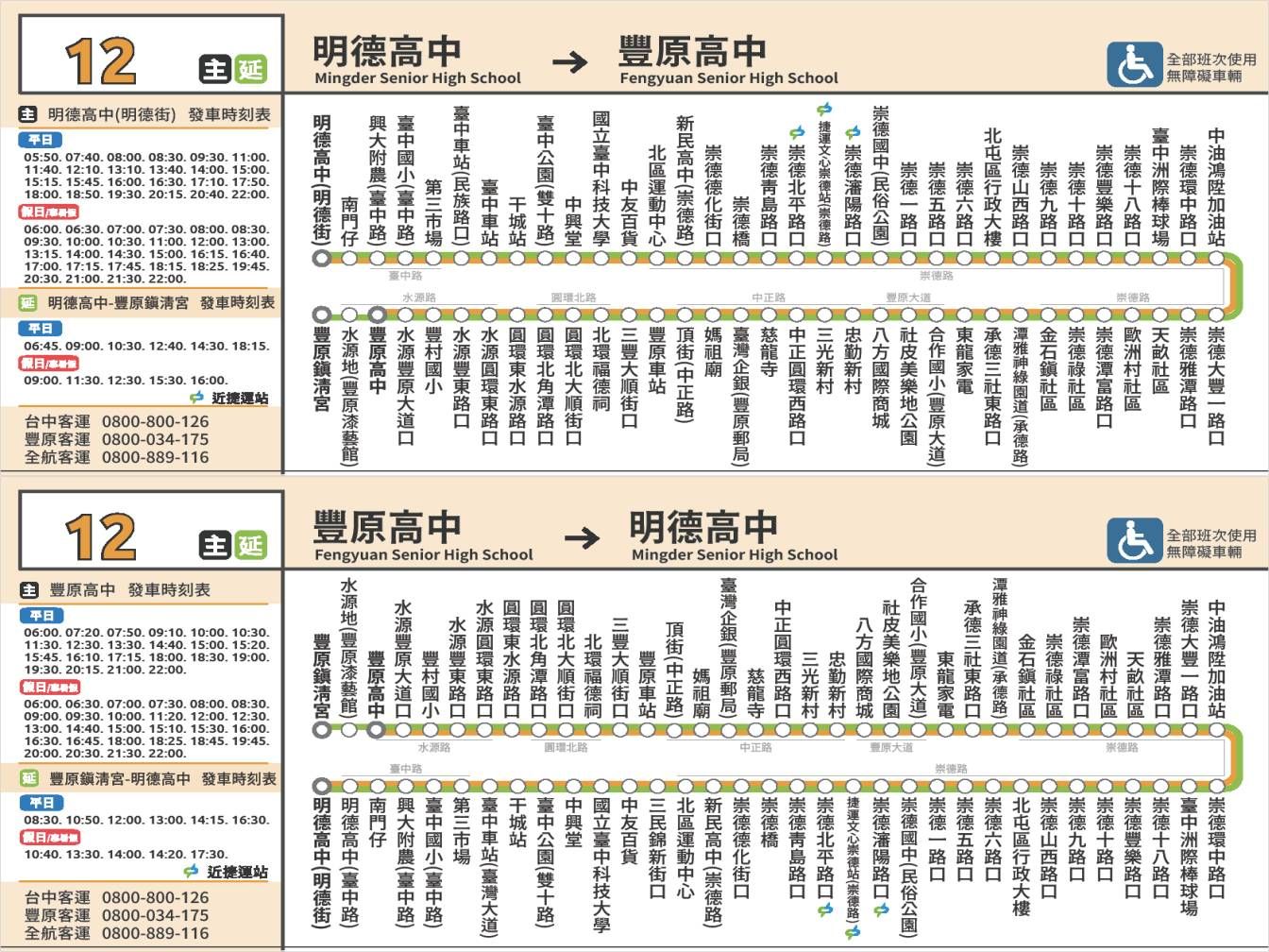 12公車路線圖-台中公車