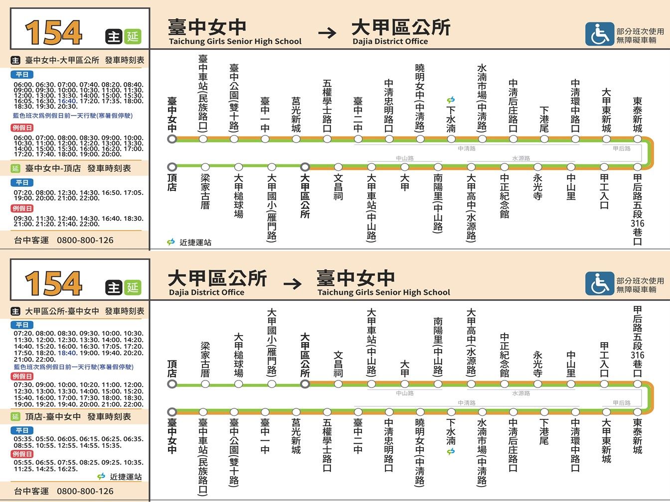154延公車路線圖-台中公車