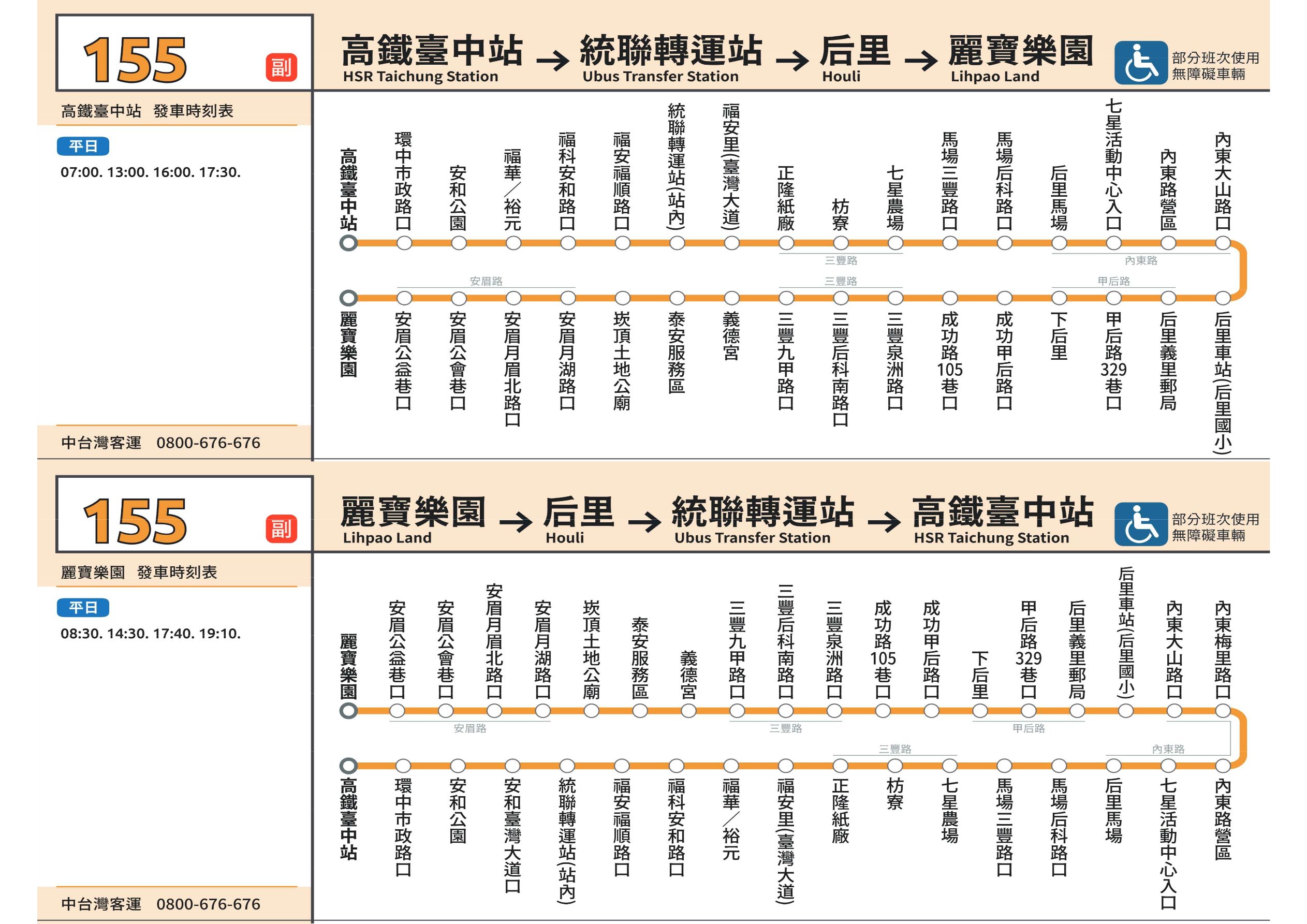 155副公車路線圖-台中公車