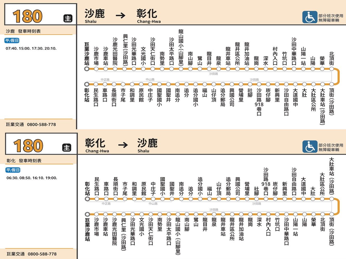 180公車路線圖-台中公車