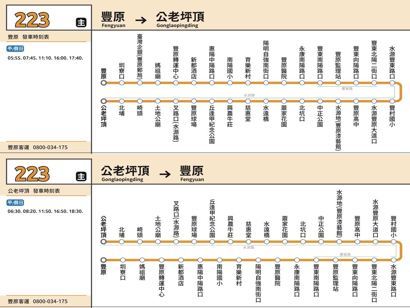 223公車路線圖-台中公車