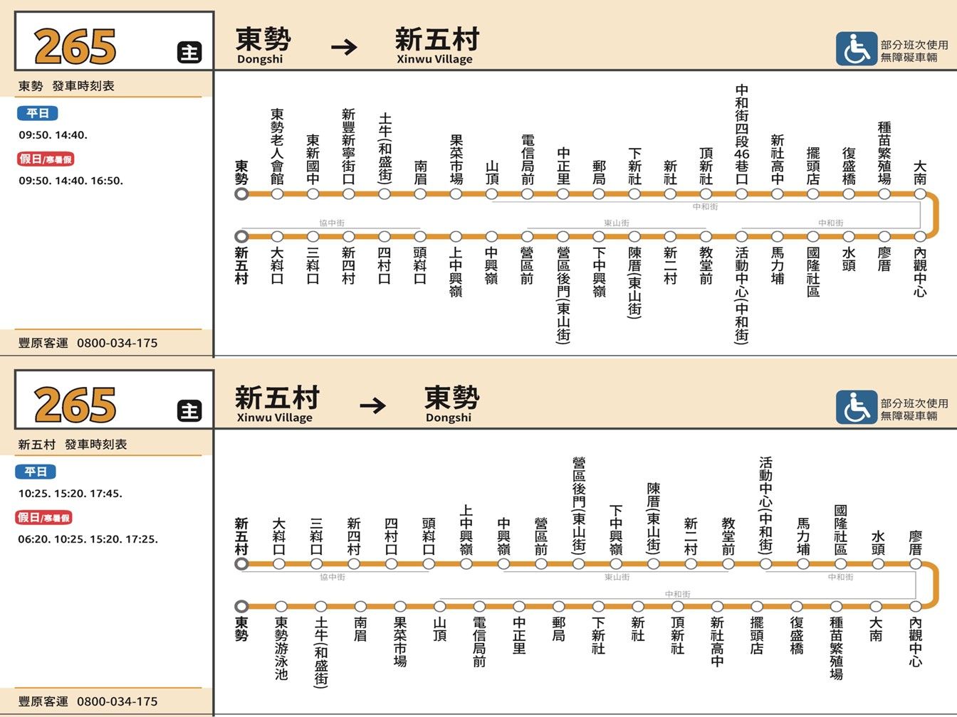 265公車路線圖-台中公車