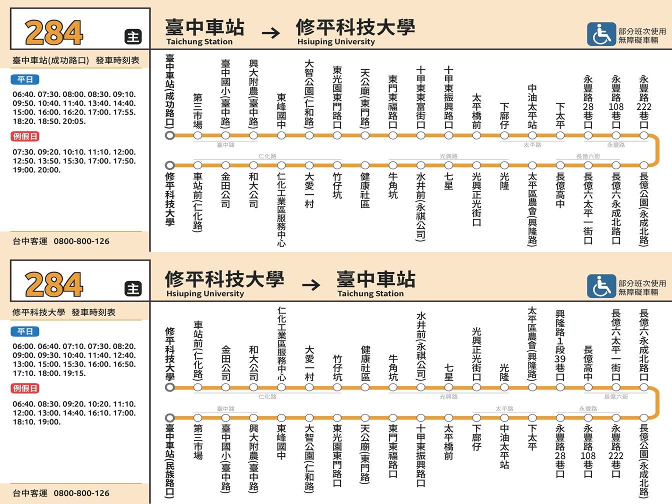 284公車路線圖-台中公車