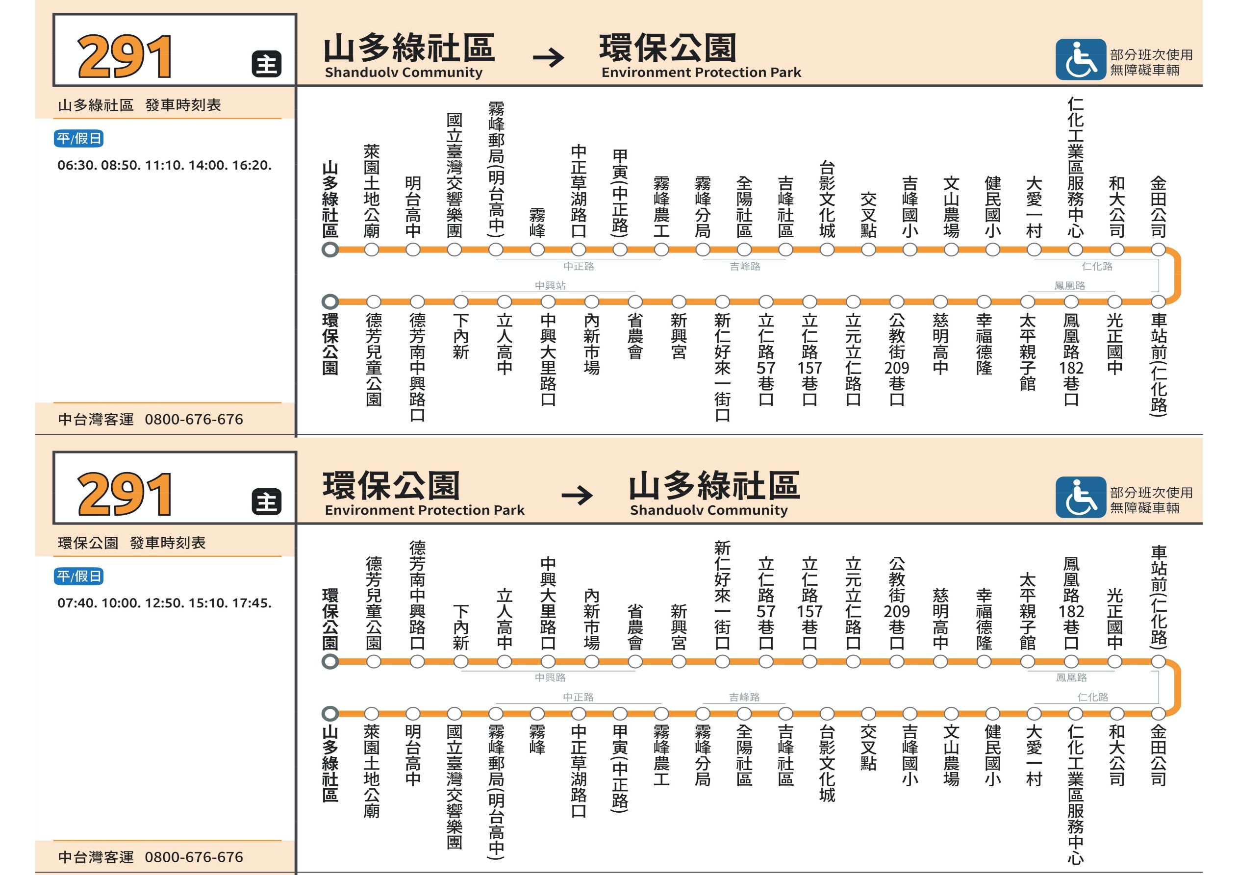 291公車路線圖-台中公車
