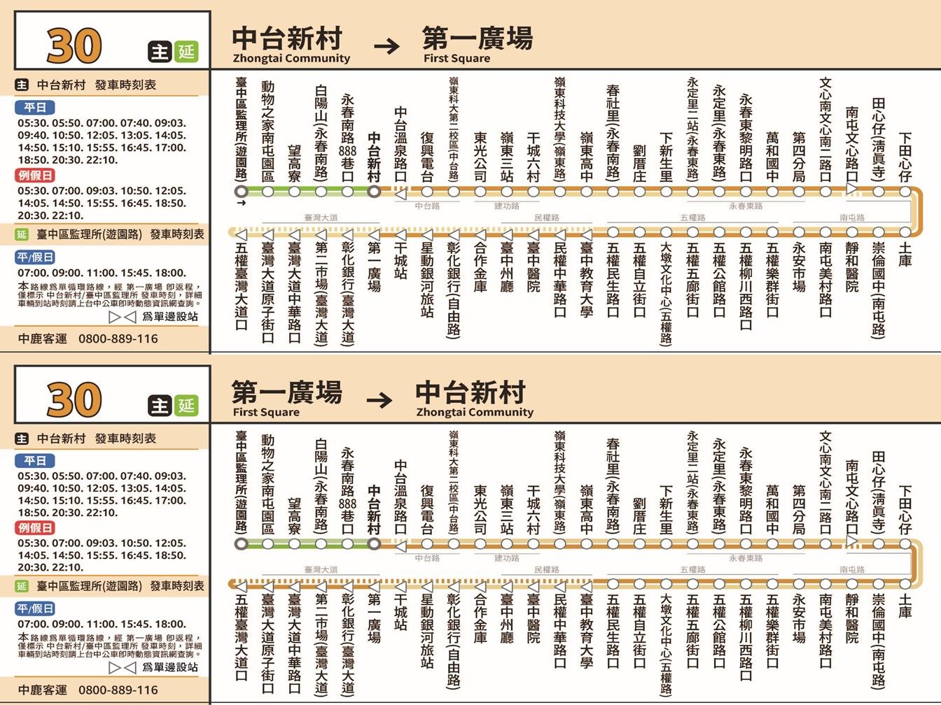 30公車路線圖-台中公車