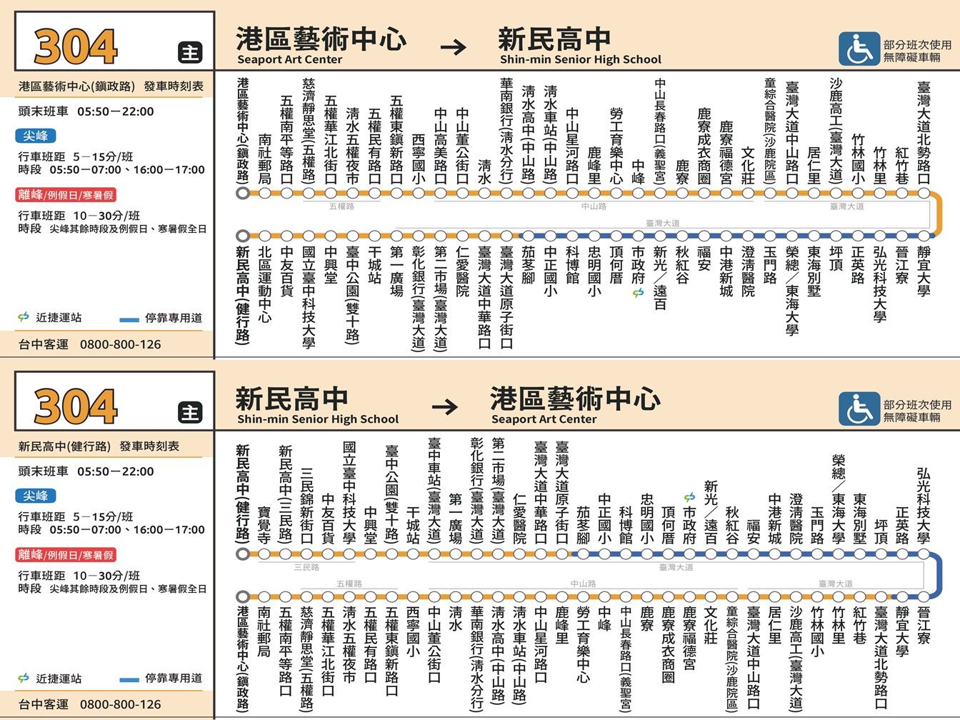 304公車路線圖-台中公車